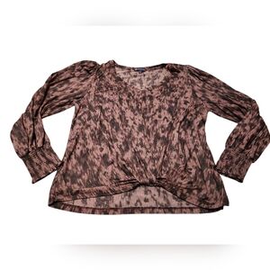 Women’s Large Democracy Gray/Pink Metallic Knot Pullover Peasant Top